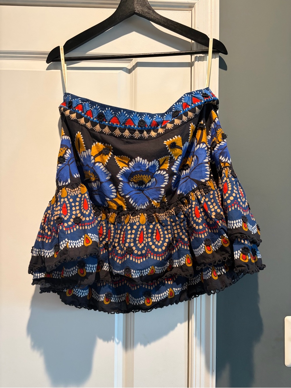FARM RIO black ainika sparkle short sleeve blouse in sparkle black with skirt - Picture 5 of 7